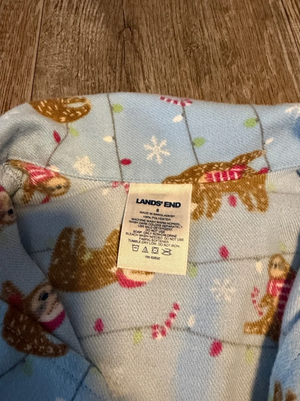 Lands' End Light Blue Sloth Print Kids Pajama Set
